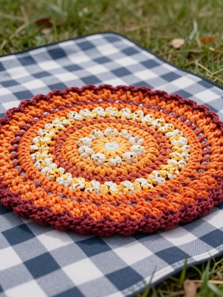 Round Colorful Crochet Mat