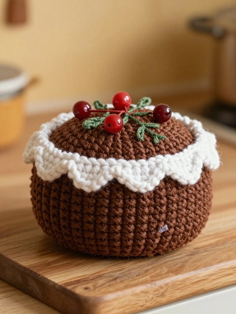 Crochet Christmas Pudding Table Decoration