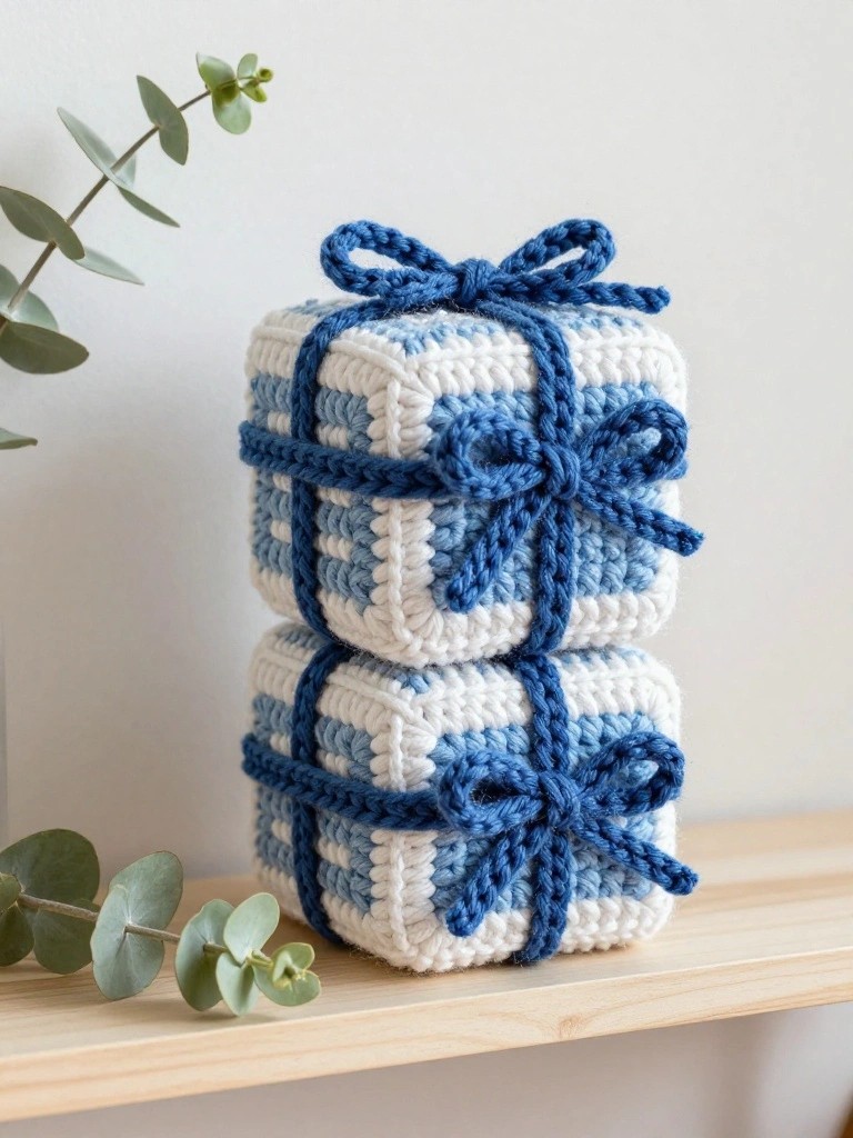 Crochet Mini Gift Box Decor