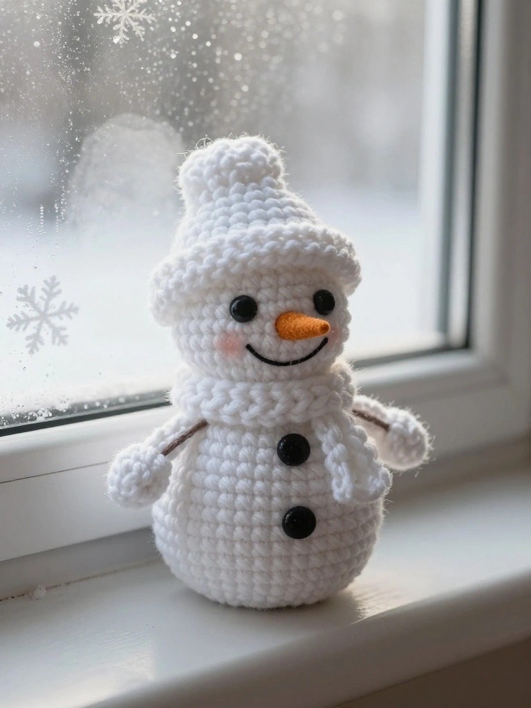 Mini Crochet Snowman Figure
