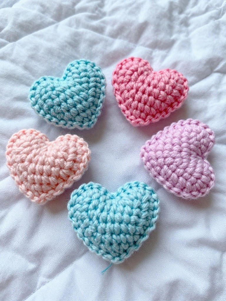 Small Crocheted Hearts for Tree Ornaments