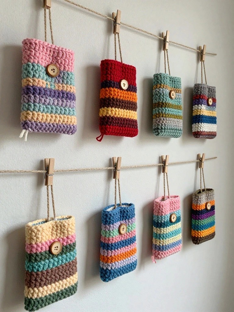 Striped Mini Pouches for Hanging Displays