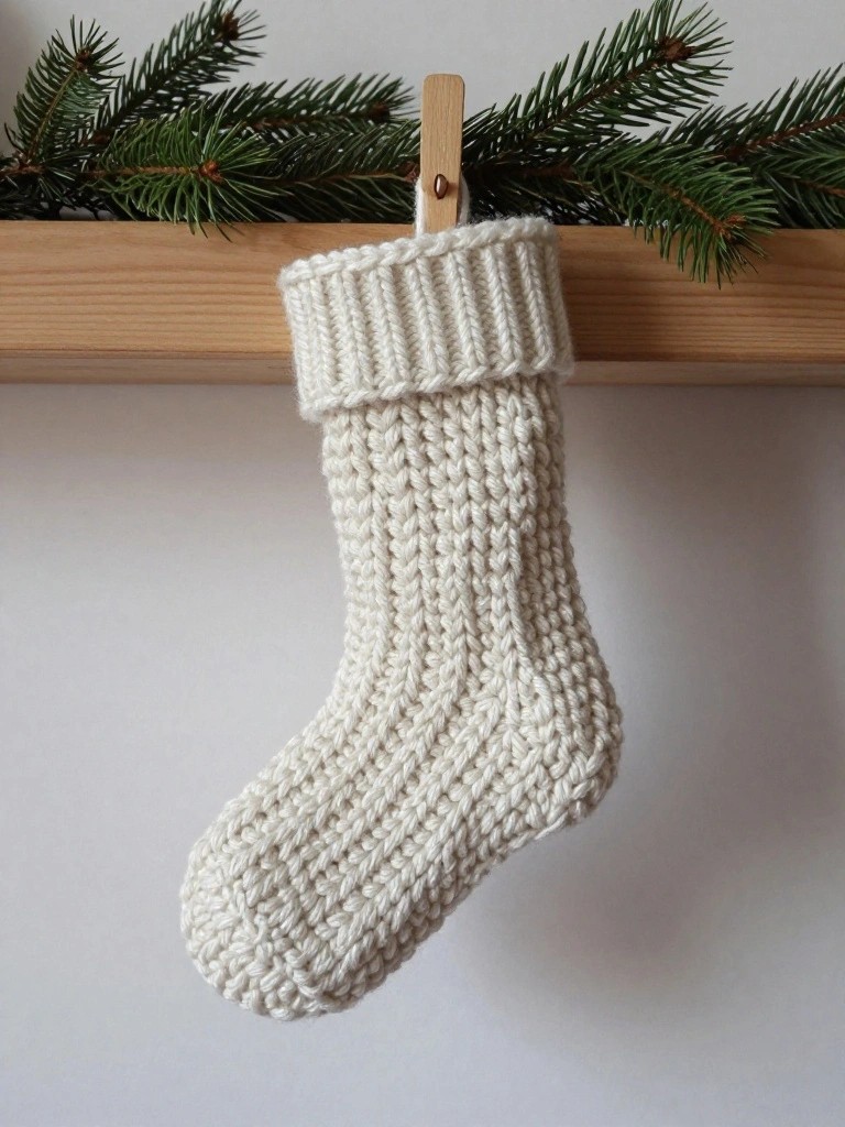 Textured Crochet Christmas Stocking