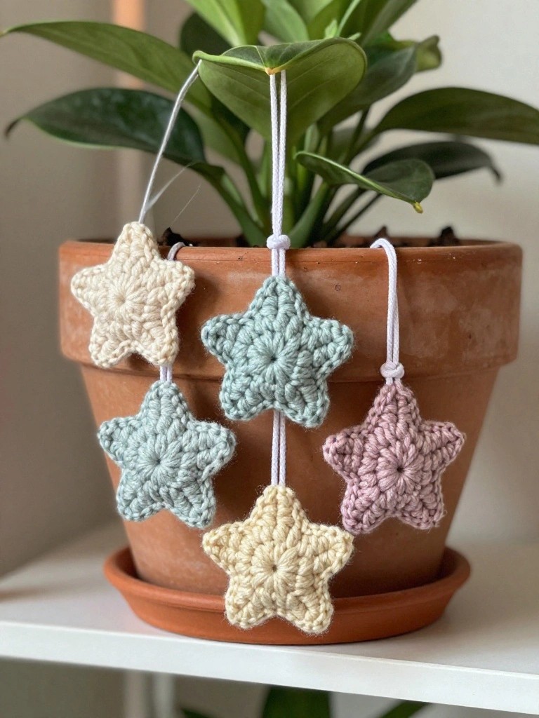 Hanging Crochet Stars for Plant Pots