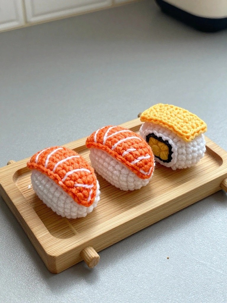 Miniature Crochet Sushi