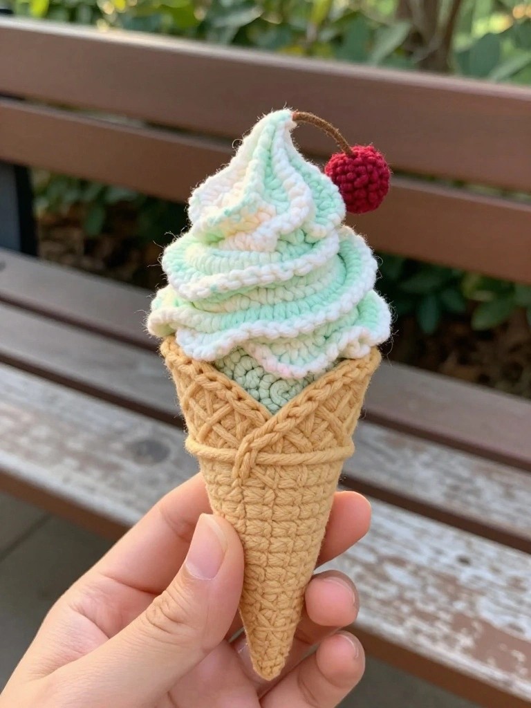Crochet Ice Cream Cone Plush