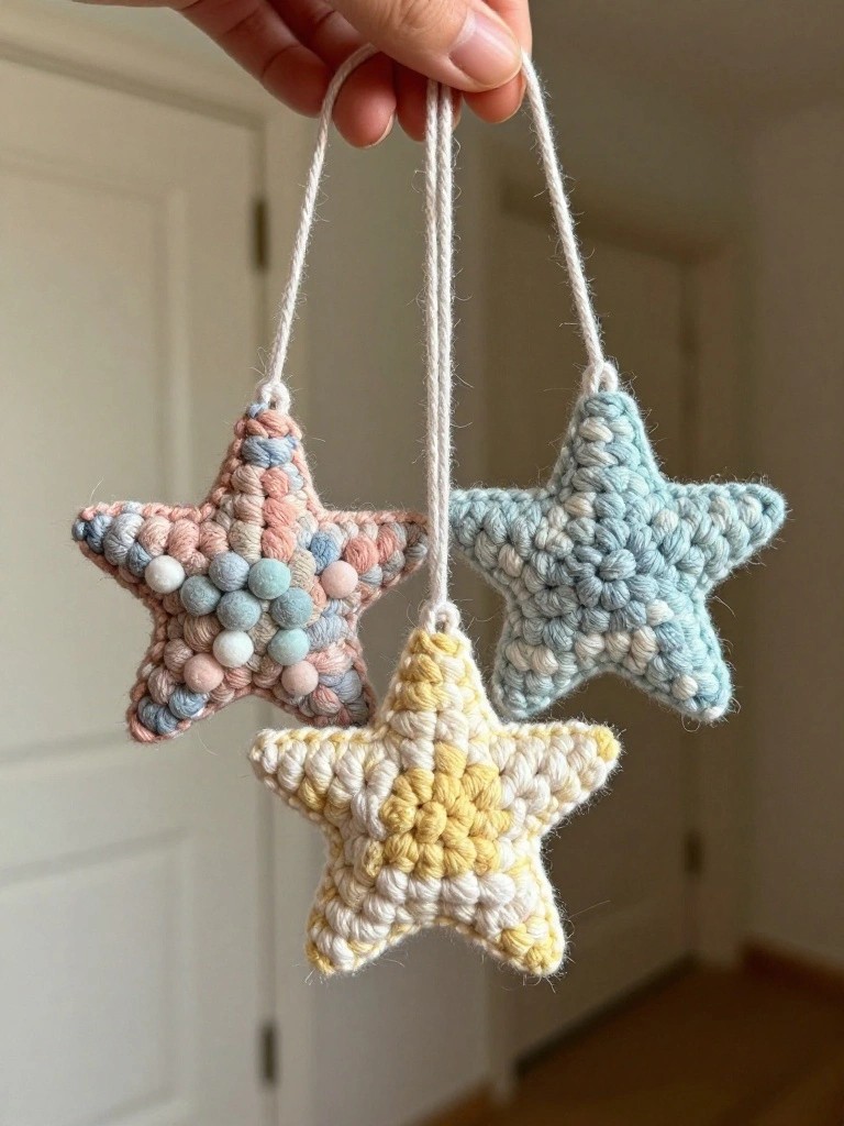 Crochet Star Ornaments for Hanging Decor