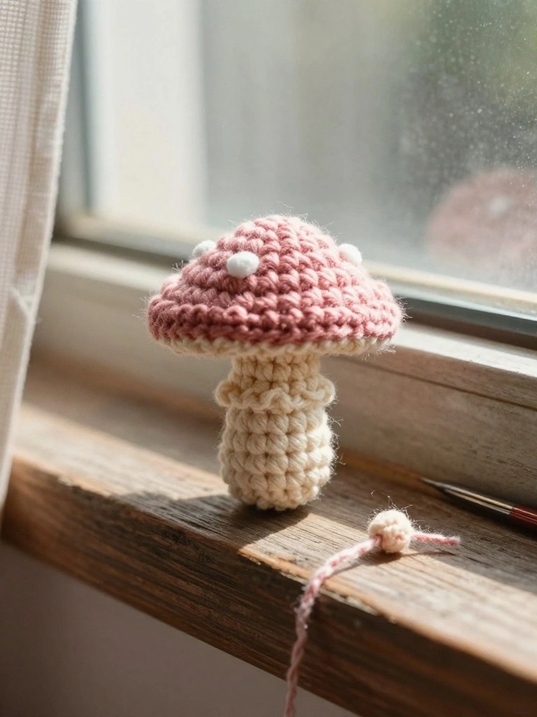 Mini Mushroom Crochet Figurine for Small Gifts