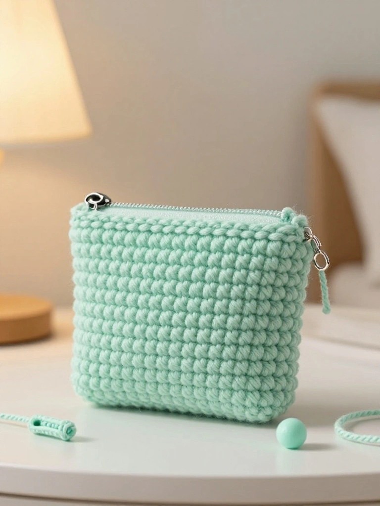 Mini Zippered Crochet Pouch