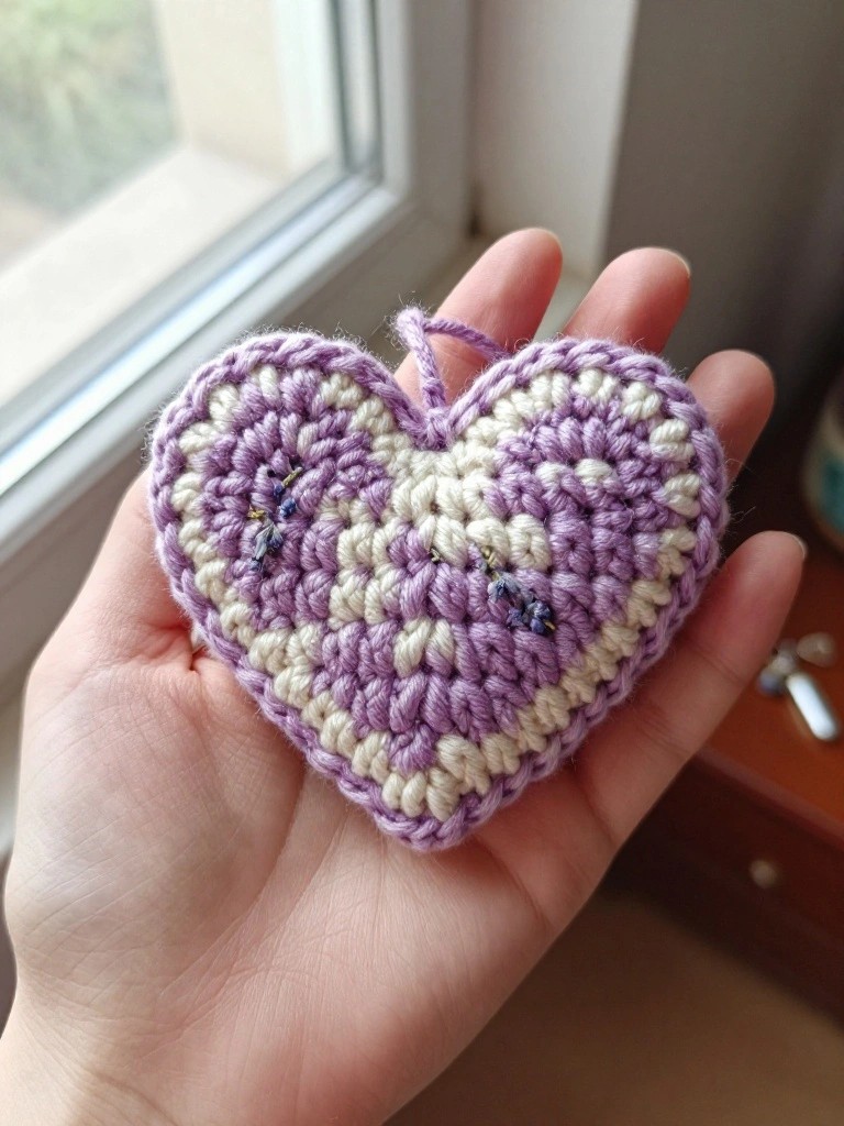 Striped Crocheted Heart Ornaments