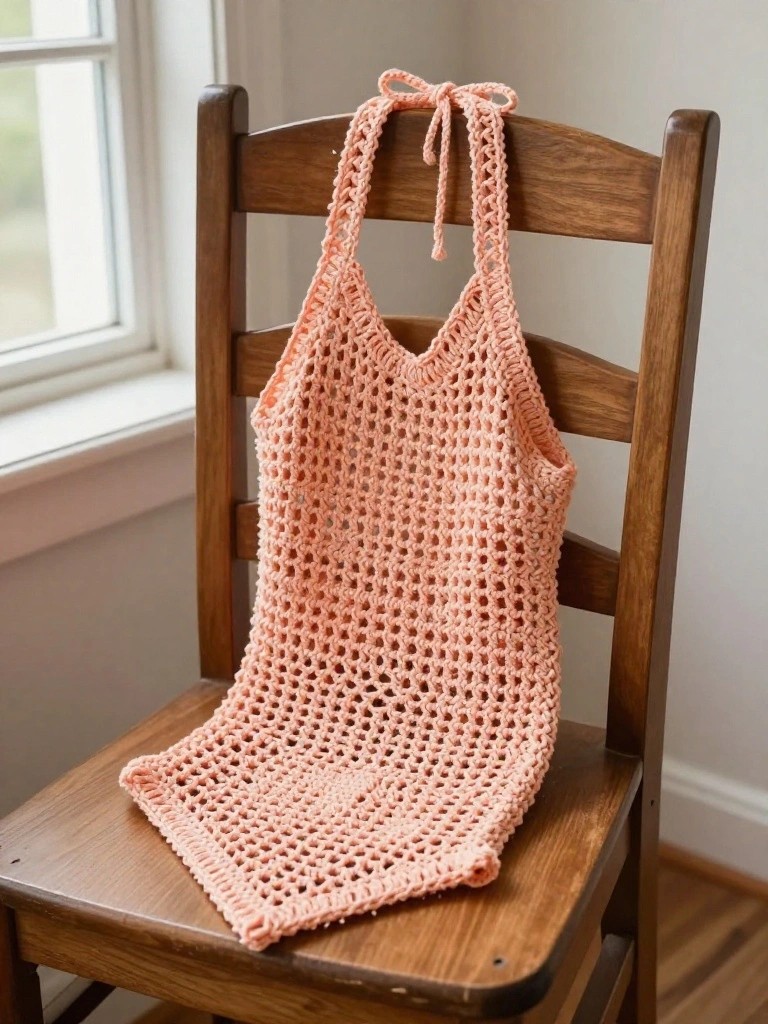 Mesh Halter Tank With Open Stitches