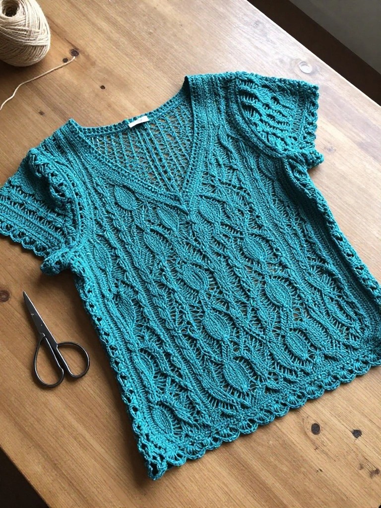Open Lace Top With Oval Motifs