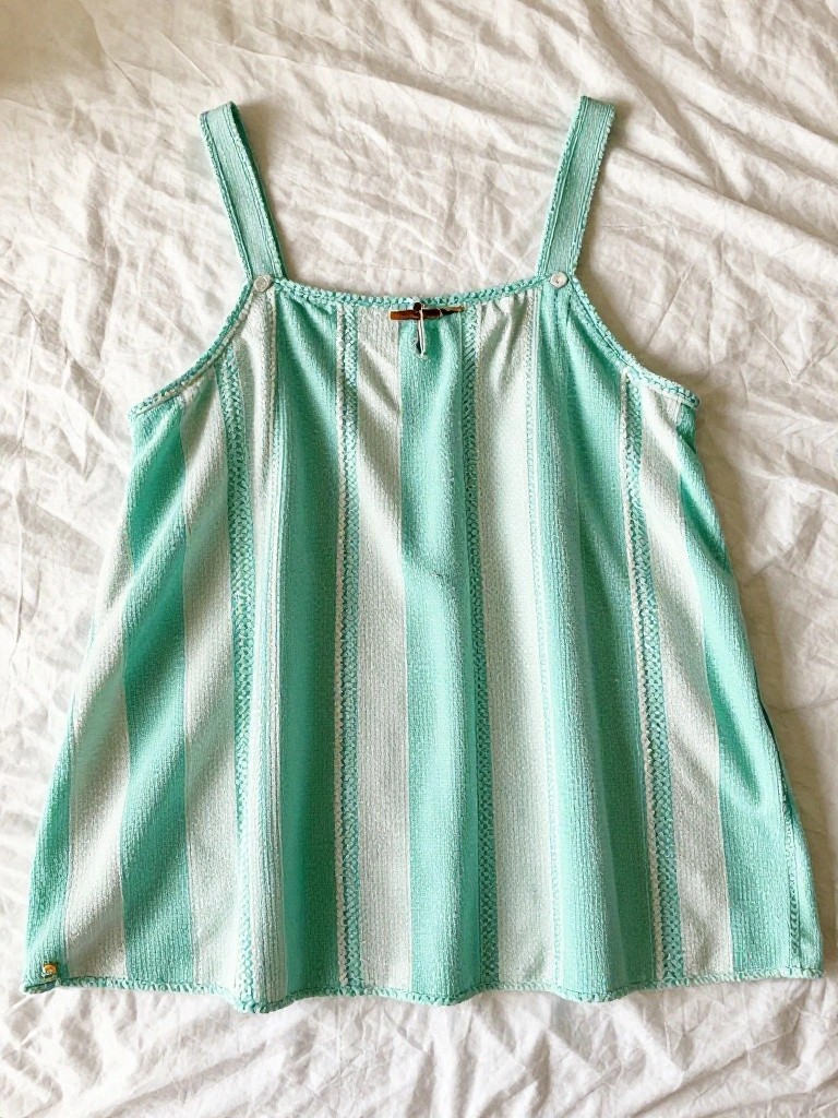 Vertical Stripe Tank with Button Straps