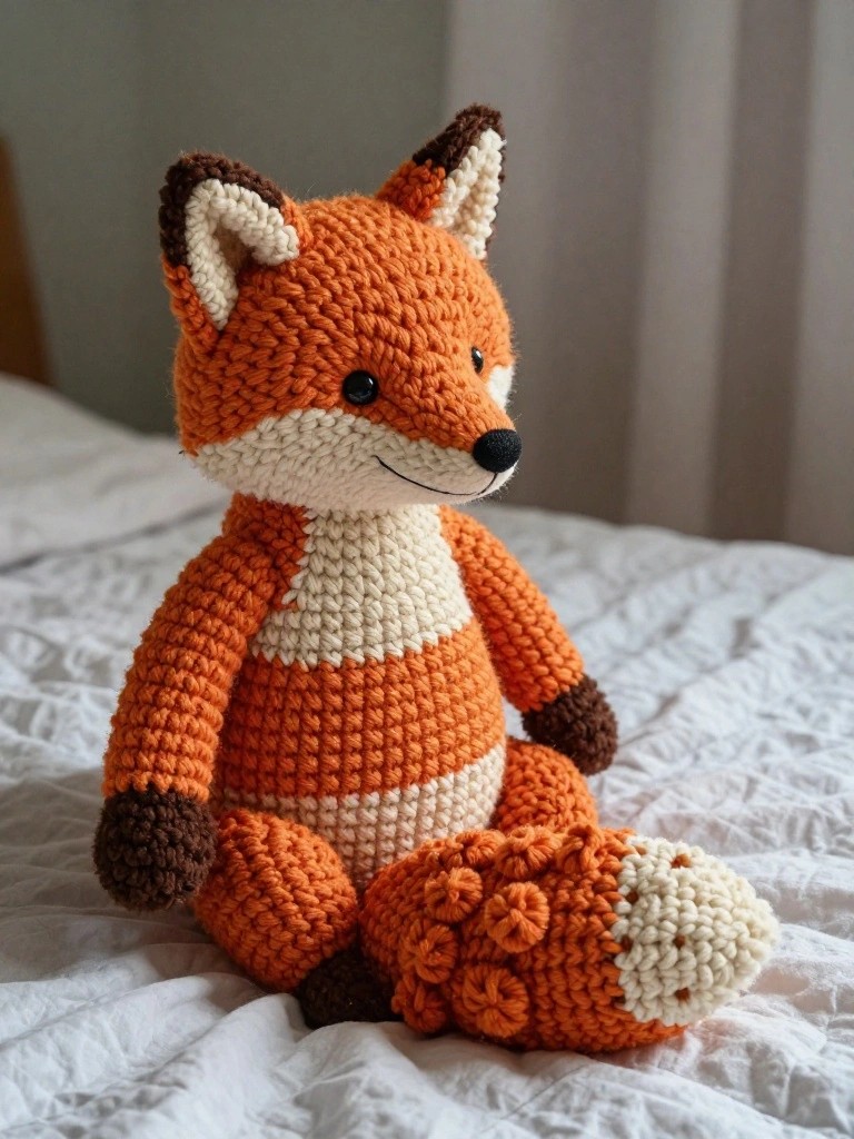 Crochet Fox Plushie with Striped Details