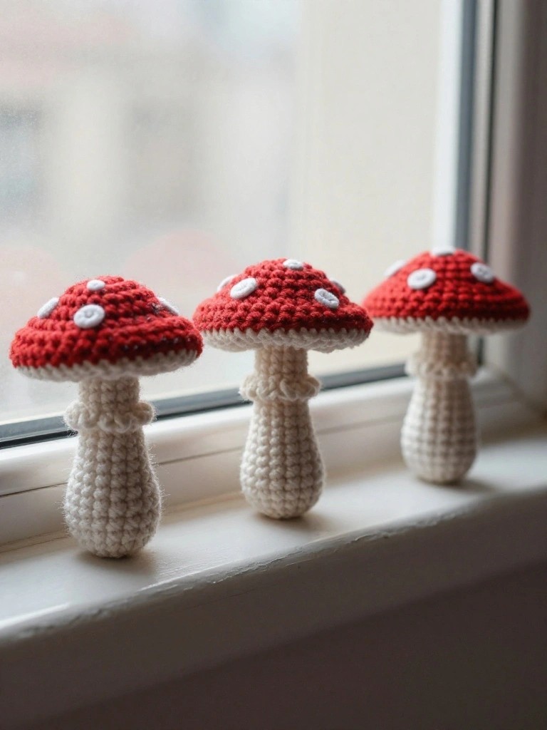 Amigurumi Mushrooms for Practicing Rounds and Color Changes