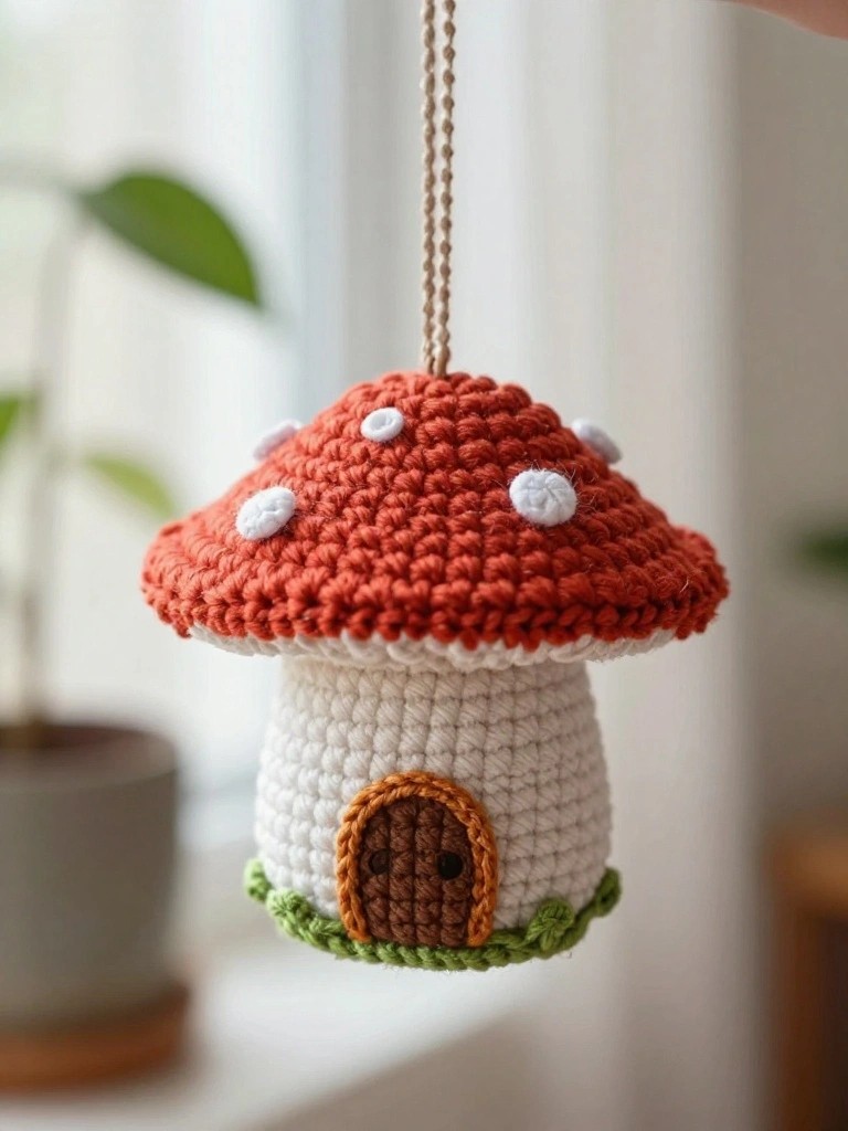 Hanging Mushroom House Ornament