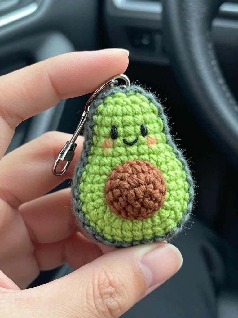 Crochet Avocado Keychain