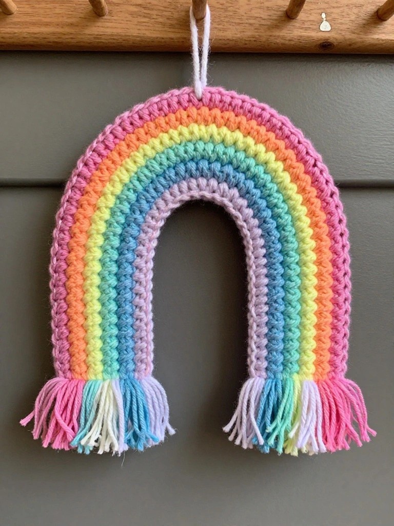 Crocheted Rainbow Wall Hanging