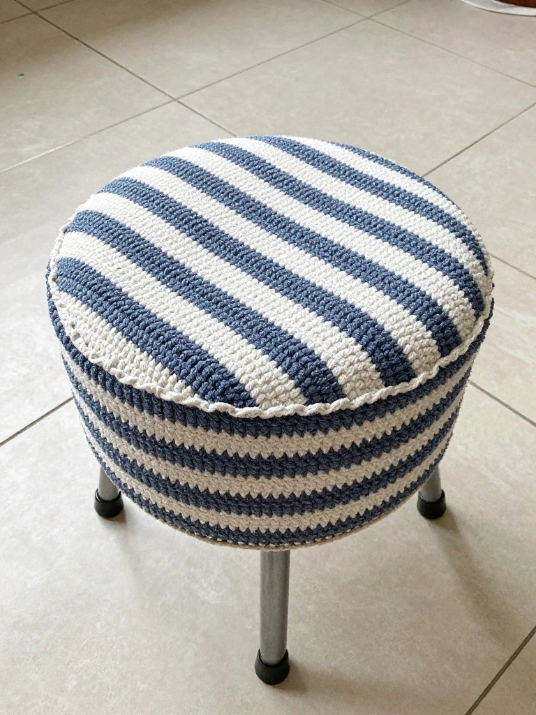 Striped Cover for a Basic Round Stool
