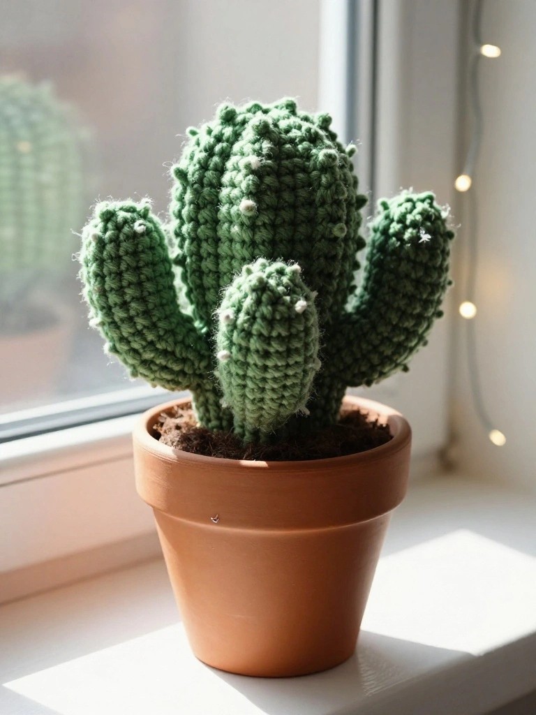 Crochet Cactus for Windowsill Decor