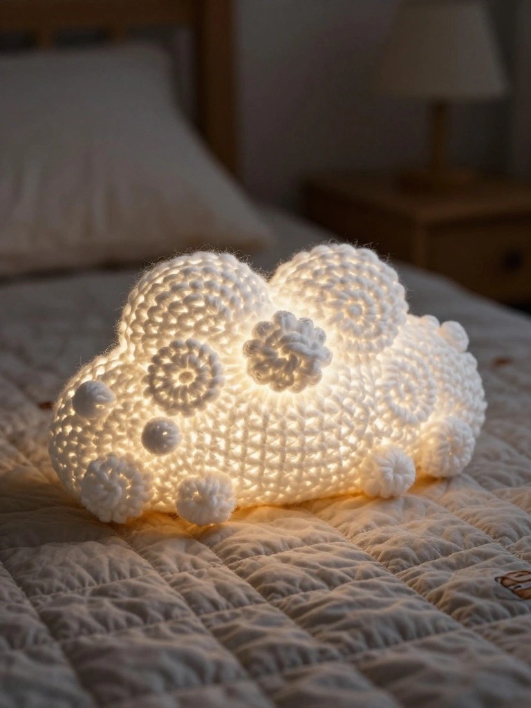 Crocheted Cloud Night Light