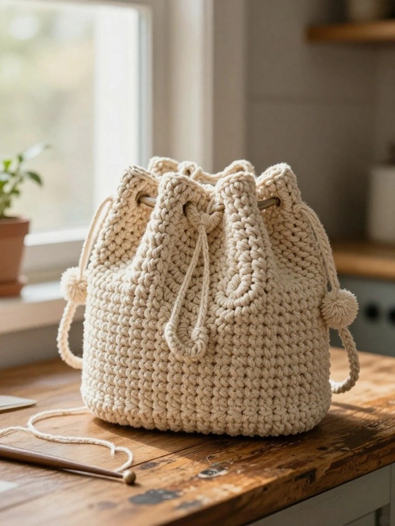 Chunky Drawstring Bucket Bag