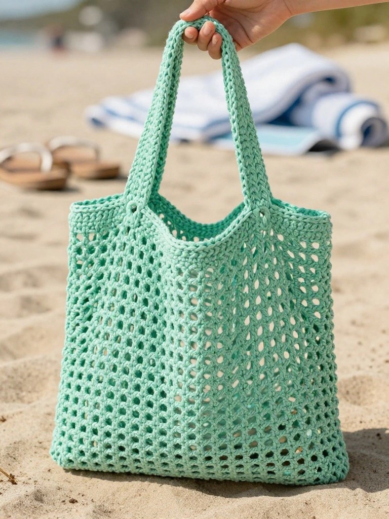 Mesh Openwork Beach Tote