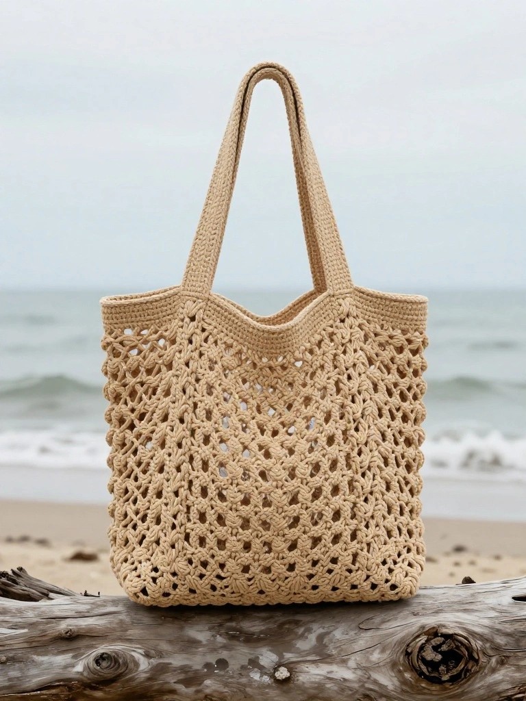 Open-Stitch Mesh Tote Bag