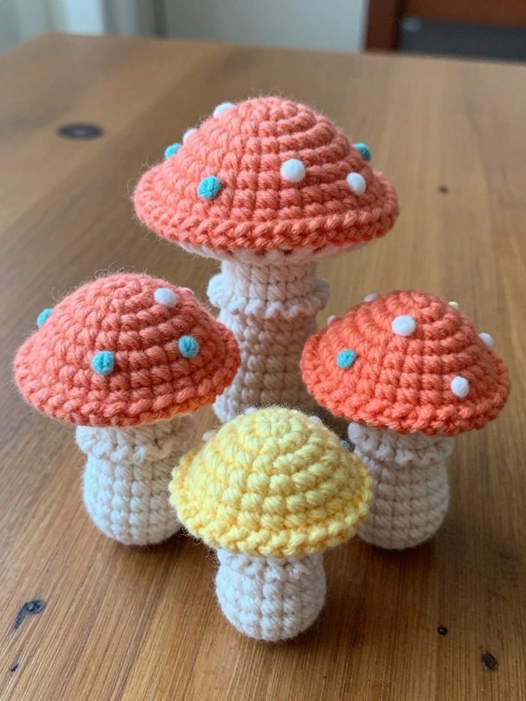 Mini Mushroom Crochet Decor