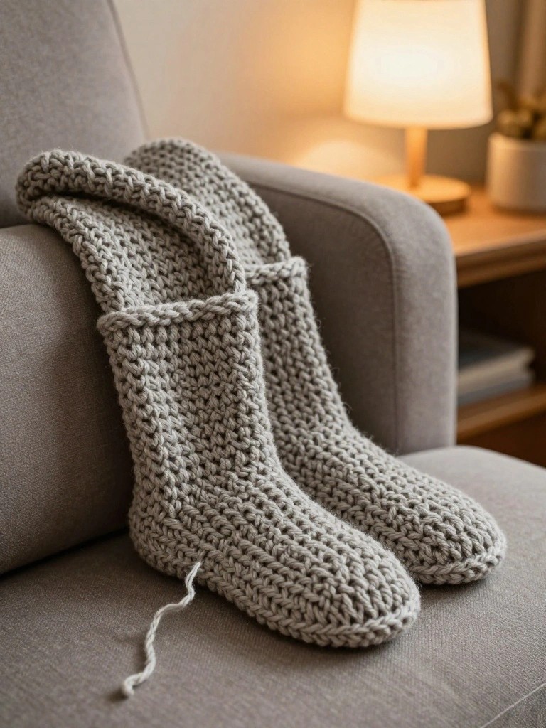 Chunky Crochet Ankle Boot Slippers