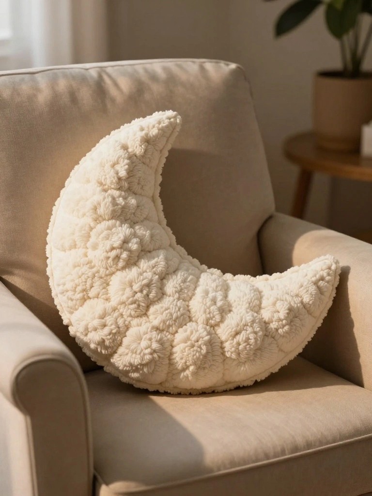 Crochet Crescent Moon Pillow