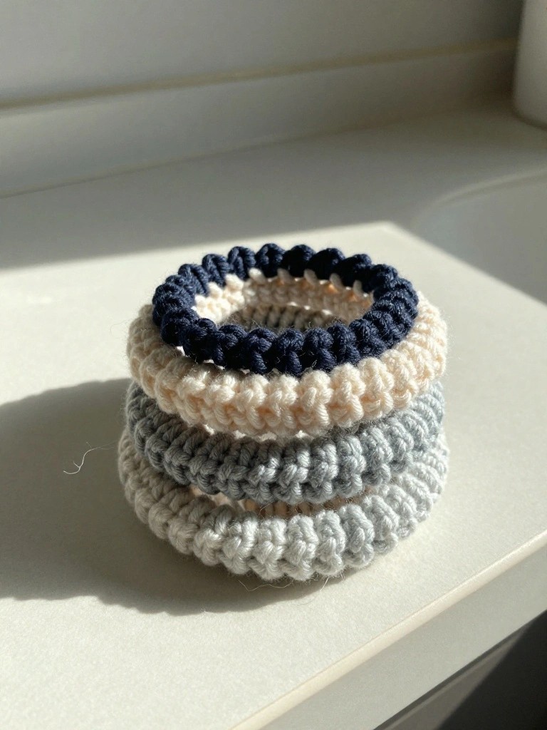 Crocheted Scrunchies in Neutral Tones