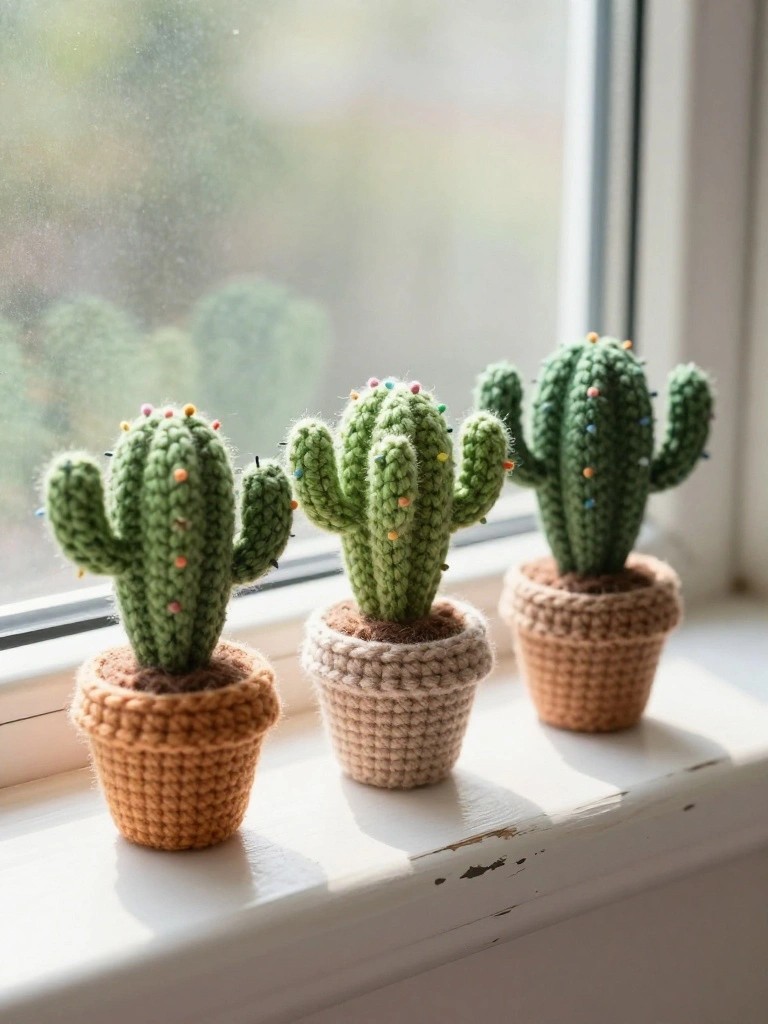 Mini Potted Cacti for Shelf Displays
