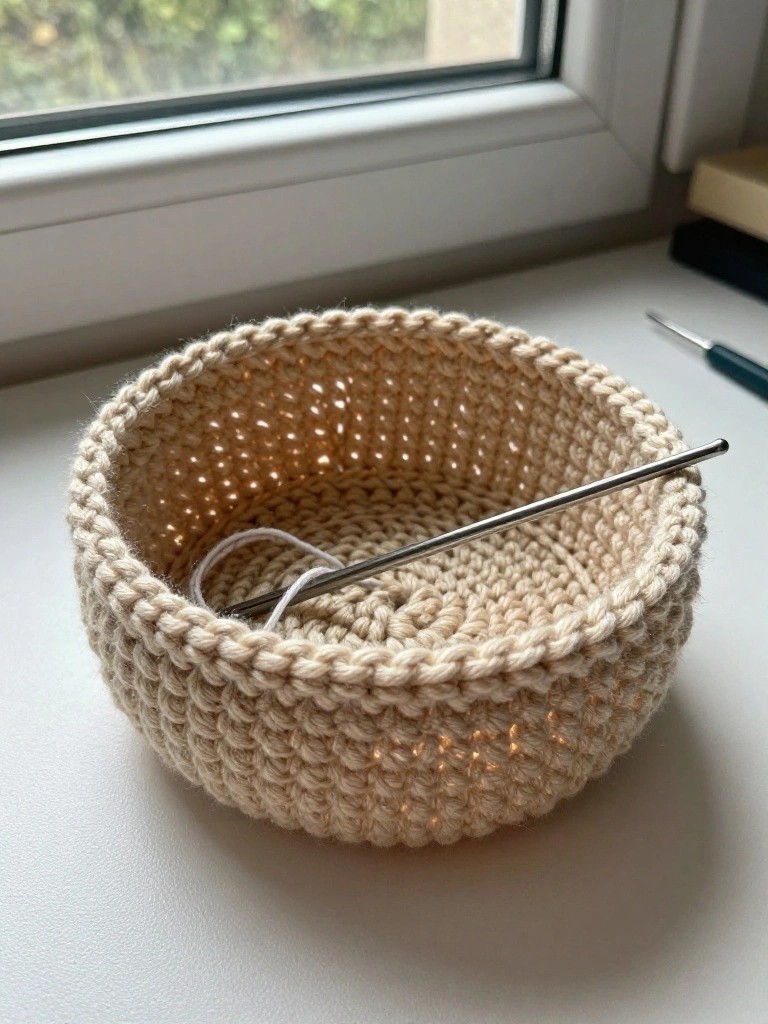 Round Crocheted Basket for Small Storage