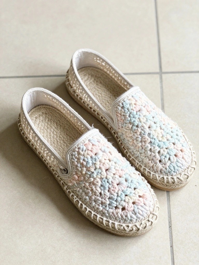 Granny Motif Slip-On Shoes