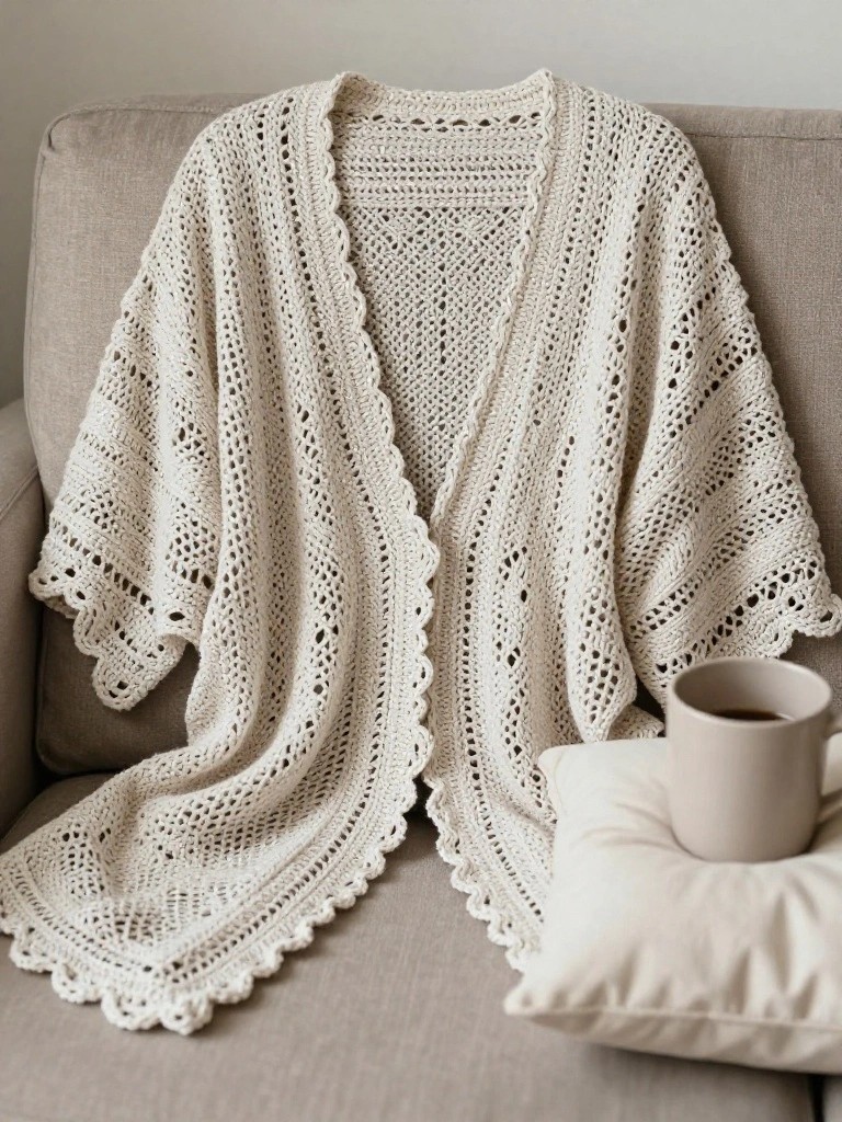 Lacy Open-Front Crochet Wrap