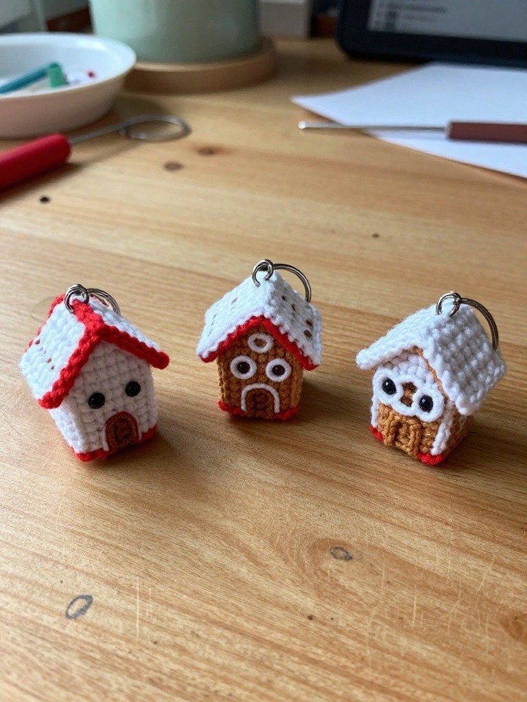 Mini Gingerbread House Keychains