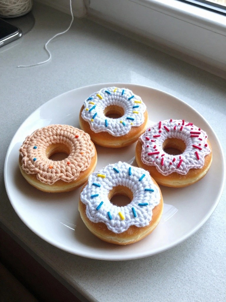 Scrap Yarn Donut Coasters