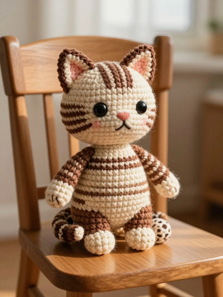 Scrap Yarn Striped Cat Toy