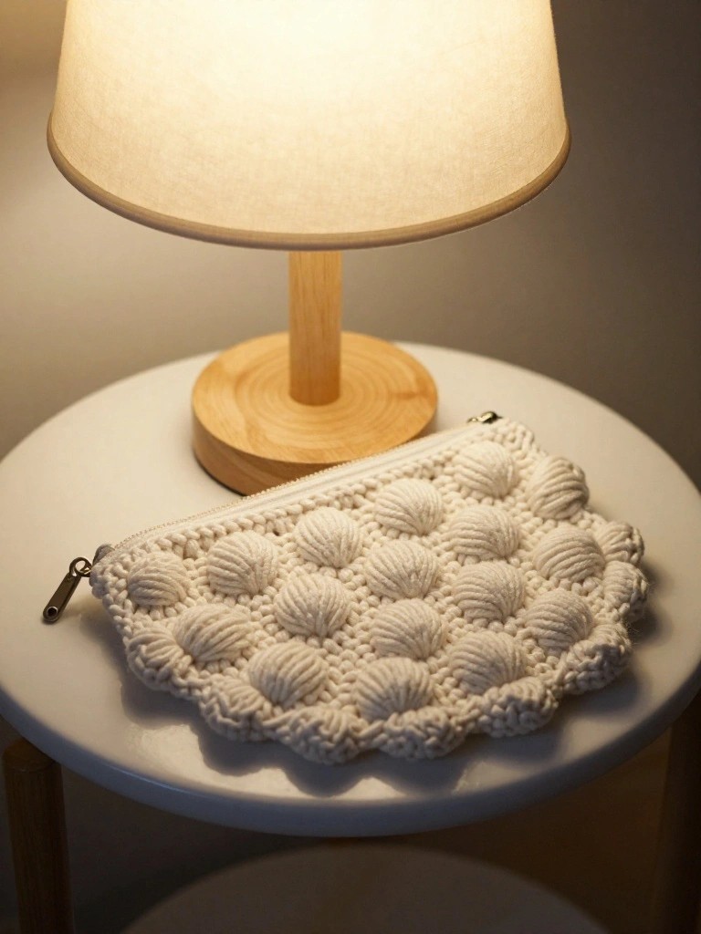 Shell Stitch Zipper Pouch