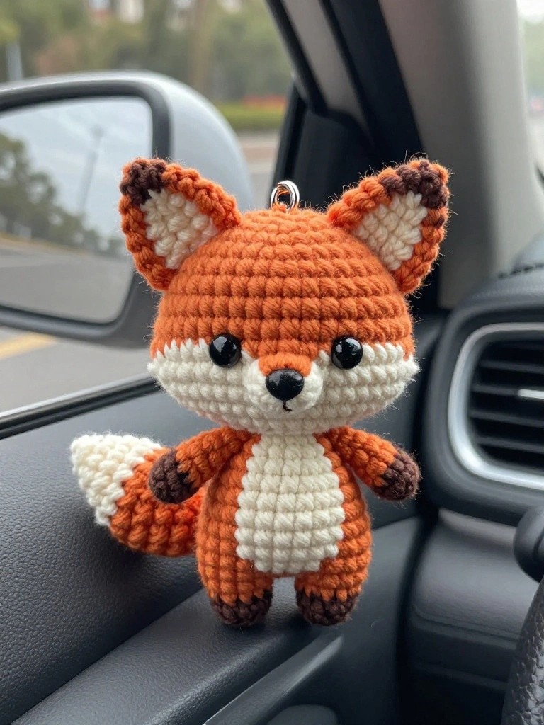 Crochet Fox Keychain Charm