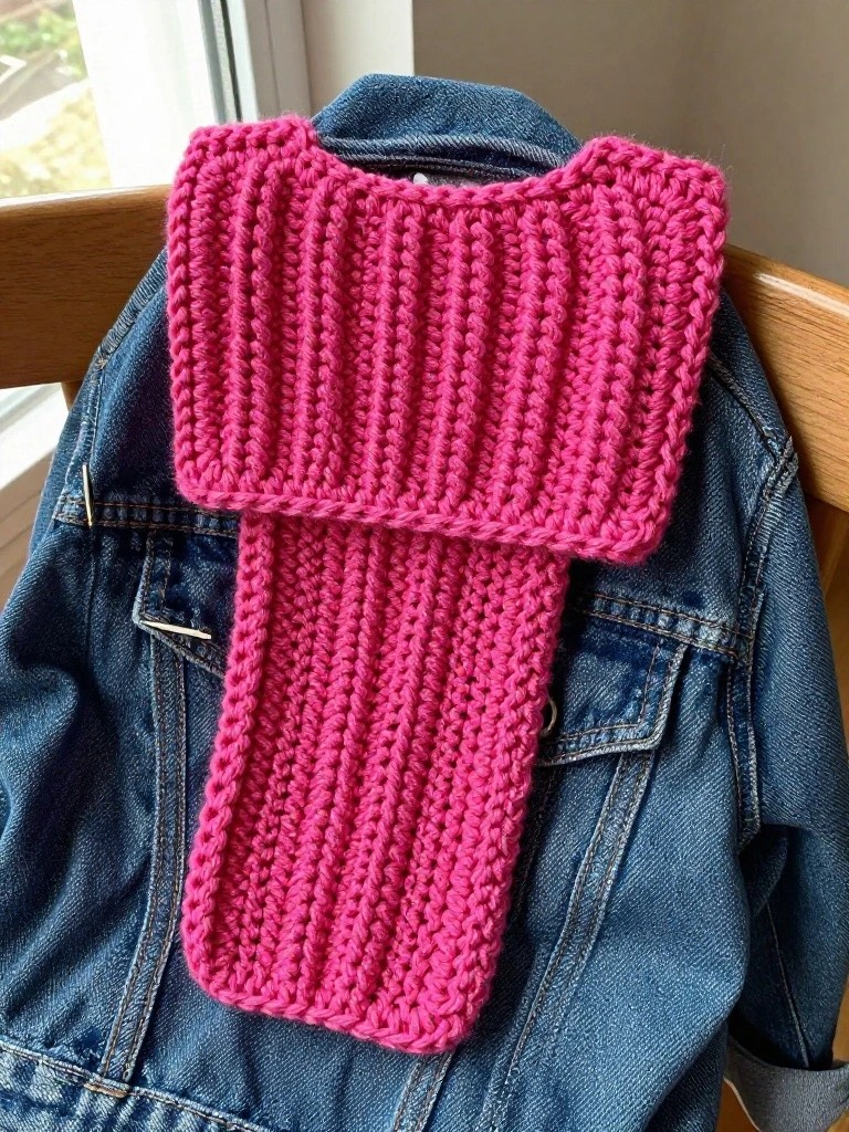 Ribbed Scarf With Wide Top Section