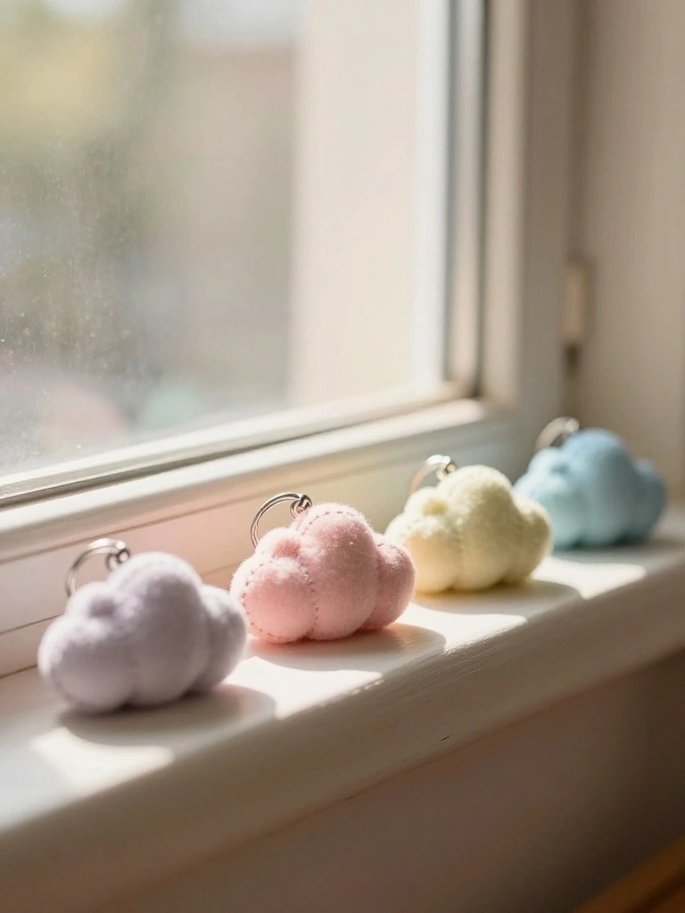 Fluffy Cloud Keychains
