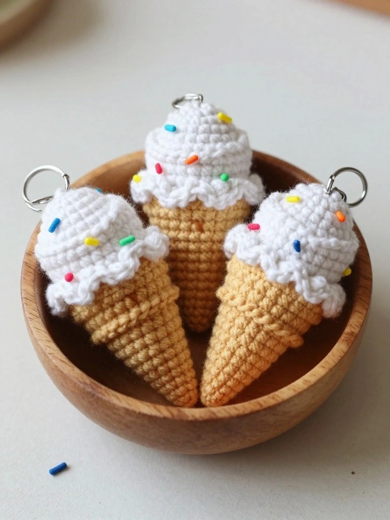 Ice Cream Cone Keychains