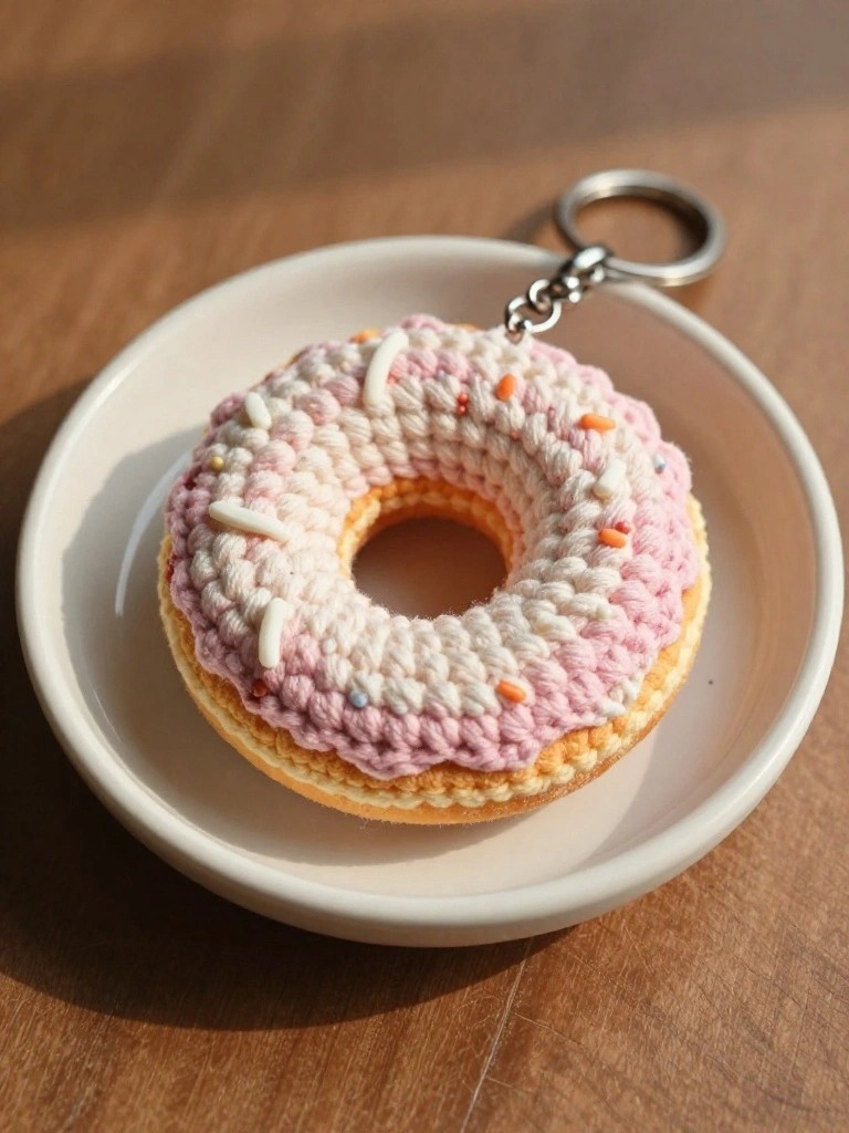 Crochet Donut Keychain