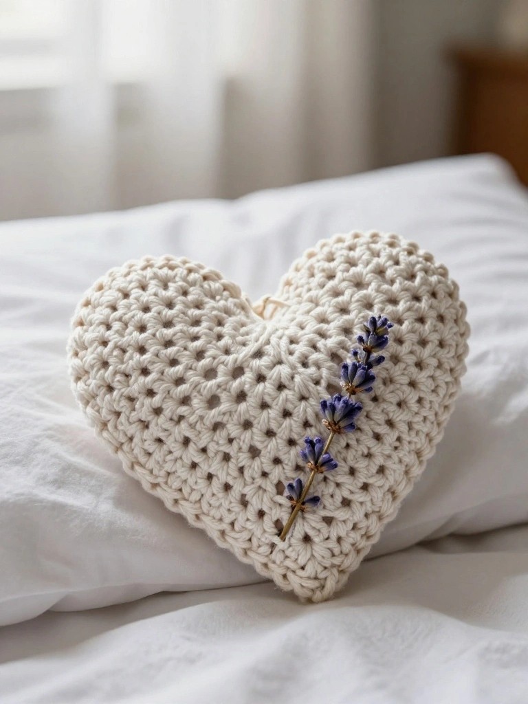 Crochet Heart Pillow