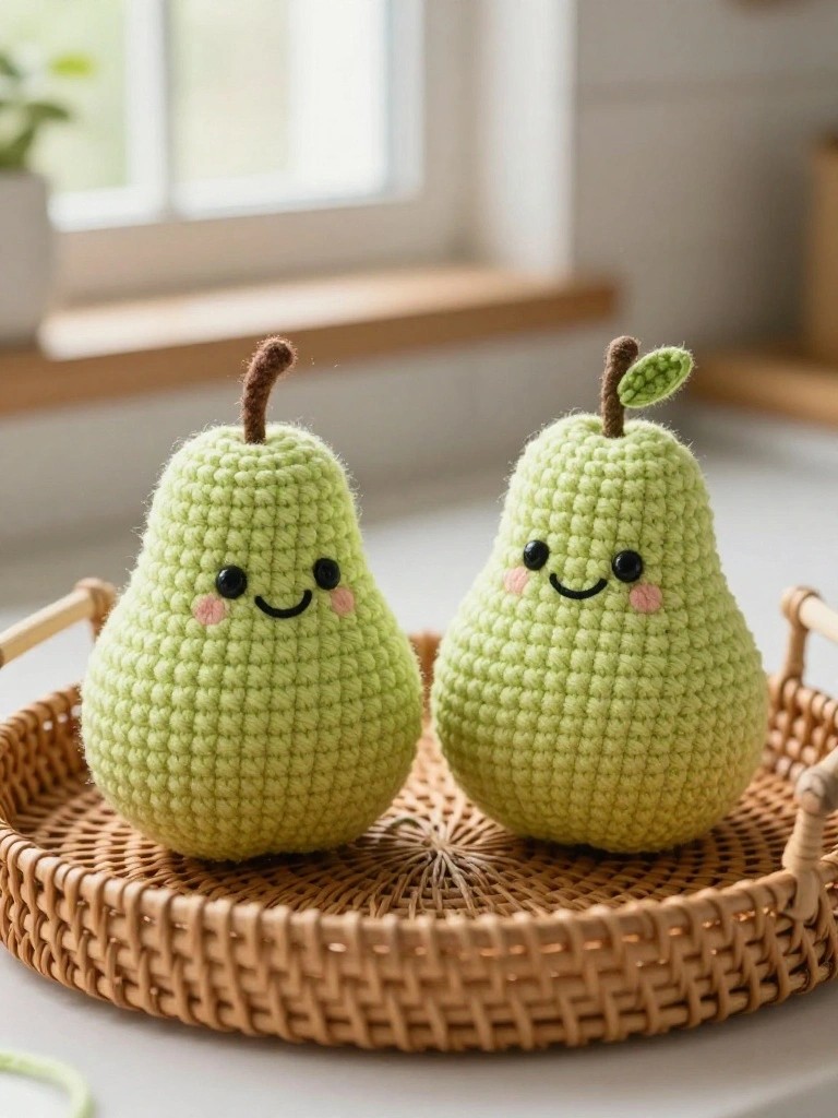 Crocheted Pear Amigurumi