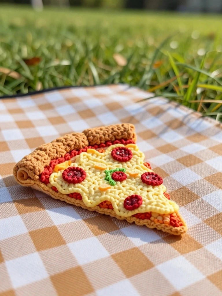 Crocheted Pizza Slice Appliqué