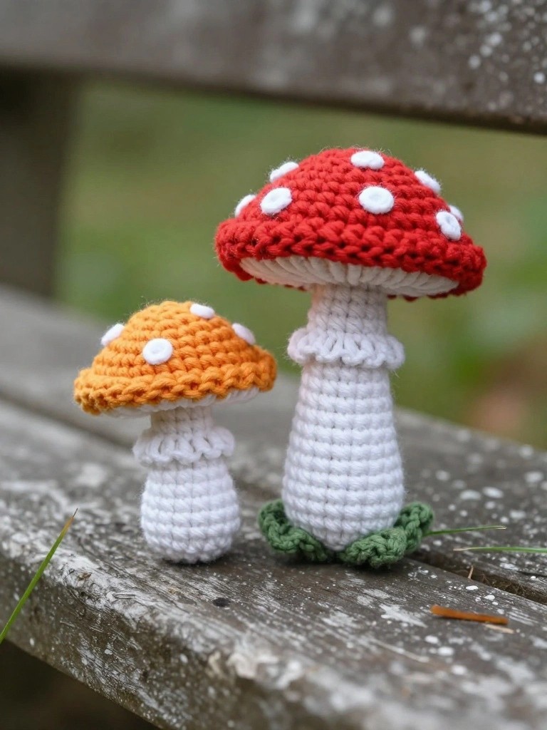 Mini Crochet Mushrooms