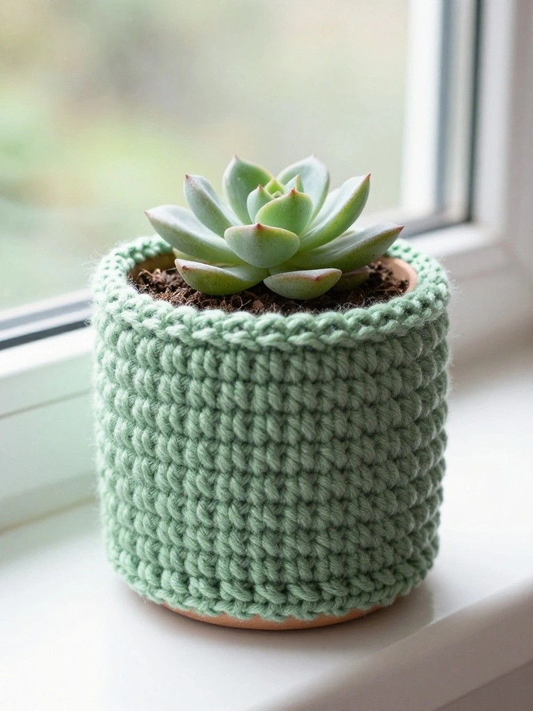 Crocheted Covers for Small Plant Pots